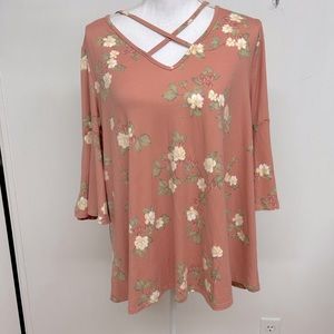 LTX Sportswear Coral Crisscross Blouse Size M